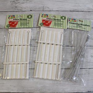 Clear Glass Drinking Straws Cleaning Brushes Lot